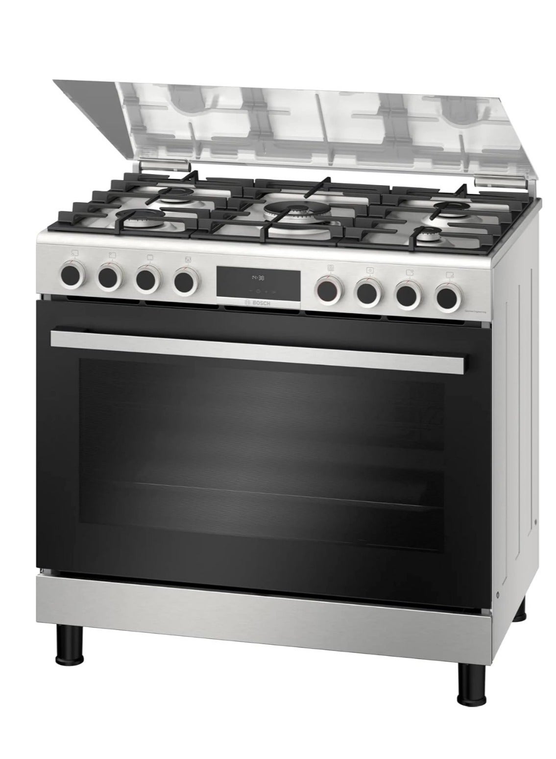 Teva Freestanding Gas Cooker, 90cm, 5 Burners + Oven, Stainless Steel, F9L50GF PR AN