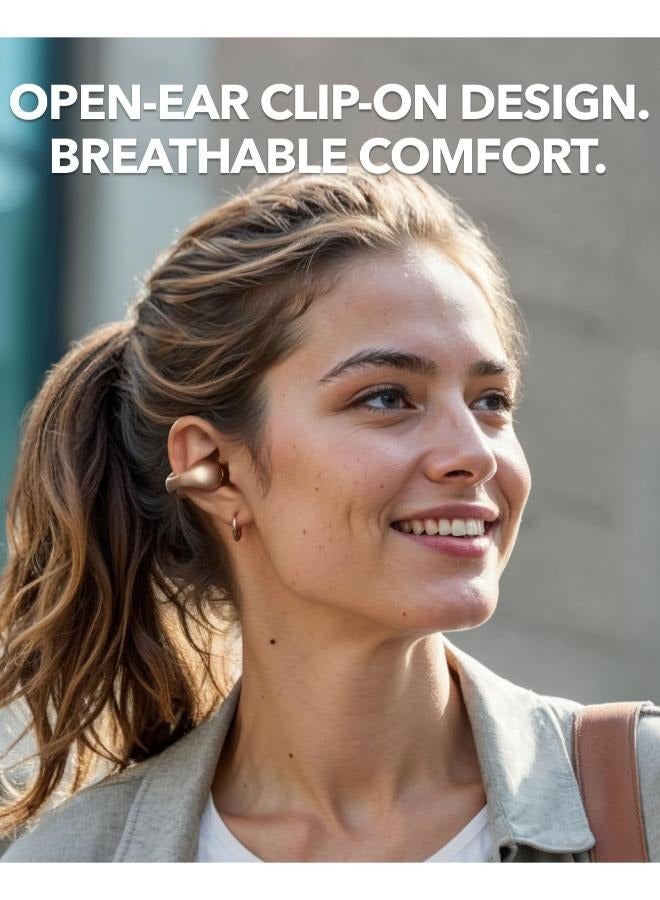 Soundcore C40i by Anker, Open-Ear Earbuds, Clip-On Headphones, Flexible Joint Design, Button Controls, Lightweight Comfort, Stable Fit with Attachable Ear Grips, Expansive Drivers for Clear Sound Golden  - Image 4