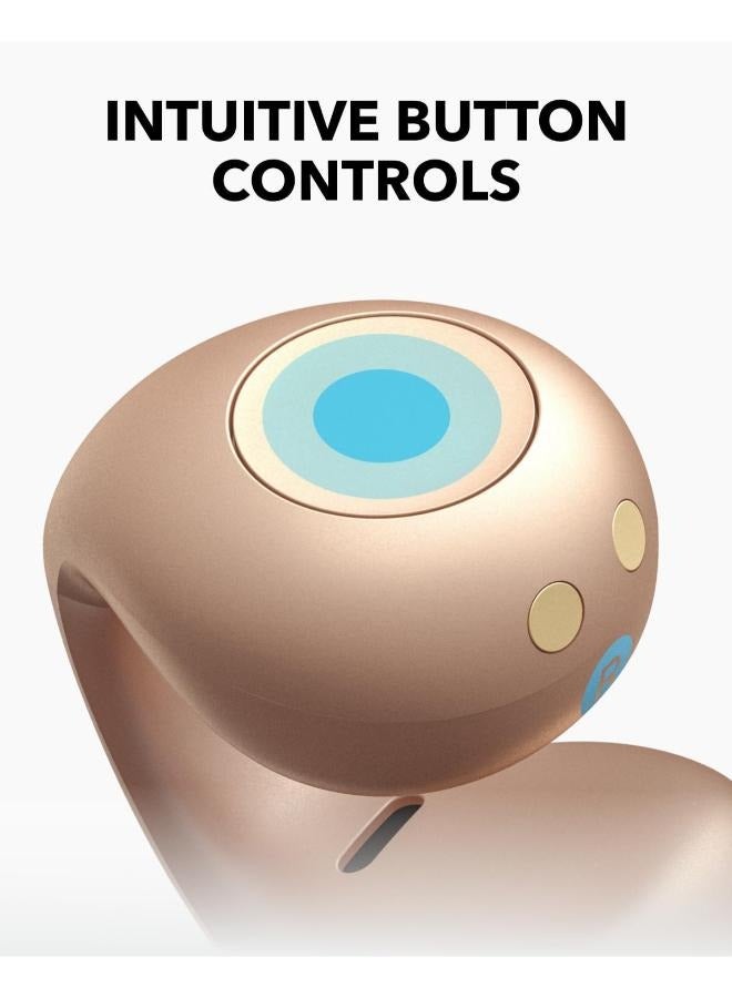 Soundcore C40i by Anker, Open-Ear Earbuds, Clip-On Headphones, Flexible Joint Design, Button Controls, Lightweight Comfort, Stable Fit with Attachable Ear Grips, Expansive Drivers for Clear Sound Golden  - Image 3