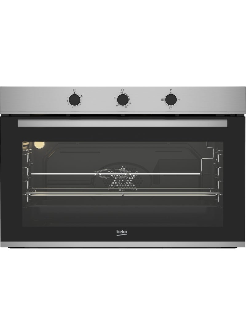 Beko Cook Master Gas Built-in Oven - 90cm - Large Capacity 96 Liters - Cooling And Cooking Fans - Stainless Steel - BBWHT12106XS inox - Image 1