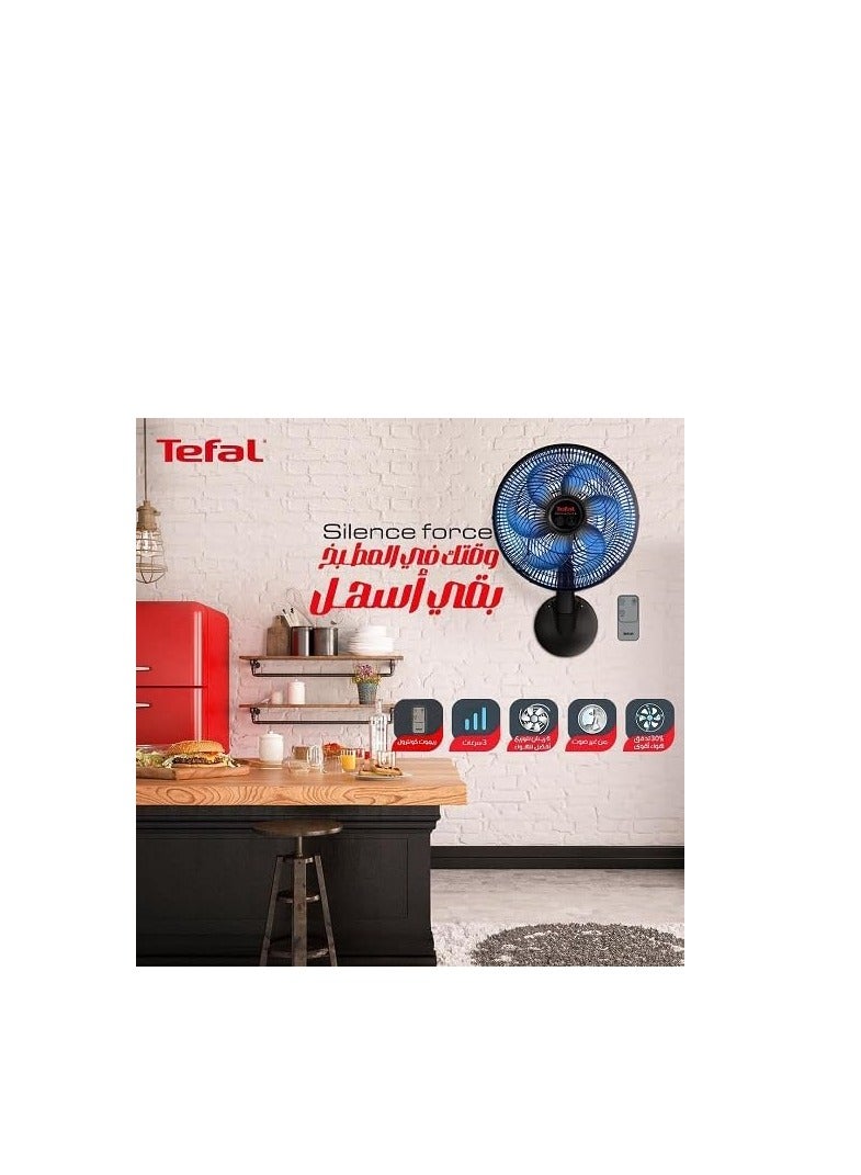 Tefal Tefal Silence Force Wall Fan With Remote Control, 16 Inch, 3 Speeds, Black - VG4151EE 75 W VG4151EE black - Image 4