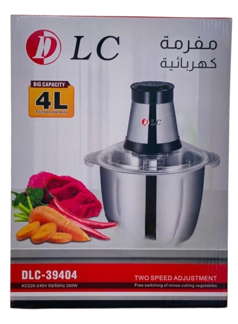 DLC Electric Chopper Large Capacity 4 Liters Makes It Suitable For Chopping Large Quantities Of Ingredients At Once. The Stainless Steel Body Is Easy To Clean. It Is Used For Chopping Meat And Vegetables. You Can Easily Chop Onions, Garlic, Or Leafy Vegetables To Make Kofta, Kebab, Tabbouleh, Or Hummus. 350 W 39404 Silver - Image 3