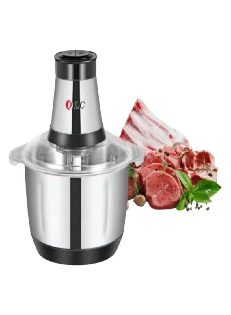 DLC Electric Chopper Large Capacity 4 Liters Makes It Suitable For Chopping Large Quantities Of Ingredients At Once. The Stainless Steel Body Is Easy To Clean. It Is Used For Chopping Meat And Vegetables. You Can Easily Chop Onions, Garlic, Or Leafy Vegetables To Make Kofta, Kebab, Tabbouleh, Or Hummus. 350 W 39404 Silver - Image 2