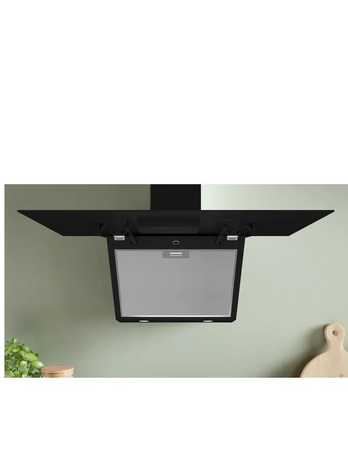 بوش Series 6 Wall Mounted Extractor Hood 90 cm Touch Control Panel 700 m³/h Extraction Rate 2 Stage Speed Settings Plus Intensive Setting Glass 210 W DWK97PJ60T Black - Image 3