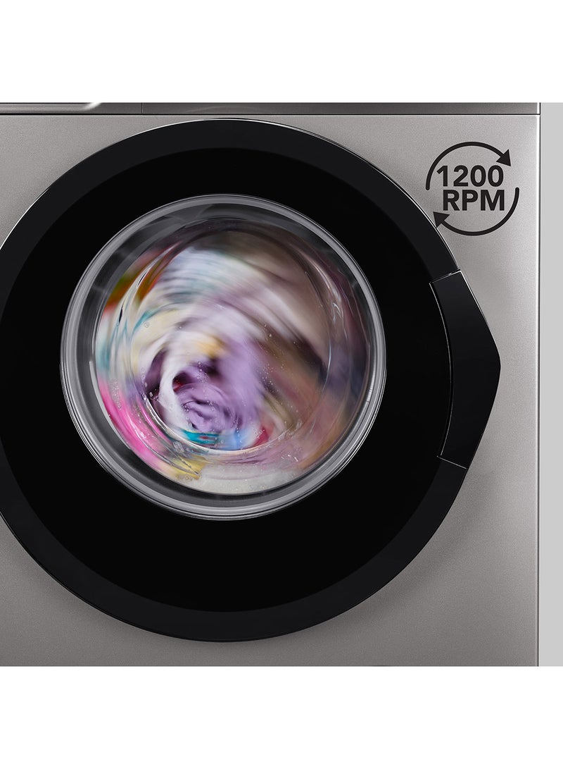SUPER GENERAL 7KG Front Load Washing Machine with Inverter Motor, 1200 RPM, 15 Programs, Steam Hygiene, Built-in Heater, LED Display, Child Lock SGW7260INVS Silver - Image 5