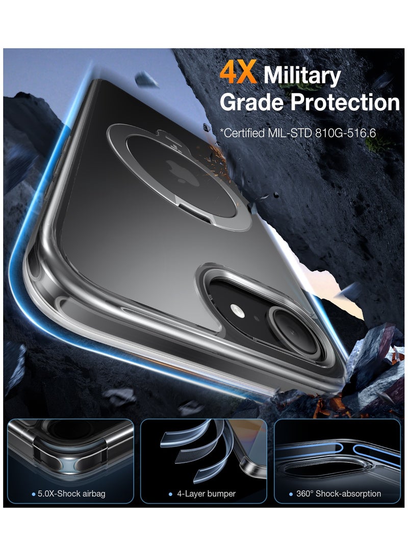 TORRAS 360° Spin for iPhone 16e Case 2025 with Stand, Fit for MagSafe, 4X Mil-Grade Protective, Rotatable Kickstand Phone Case for iPhone 16e Case, Ring Holder Slim Cover, Crystal Clear 6.1-Inch - Clear  - Image 4