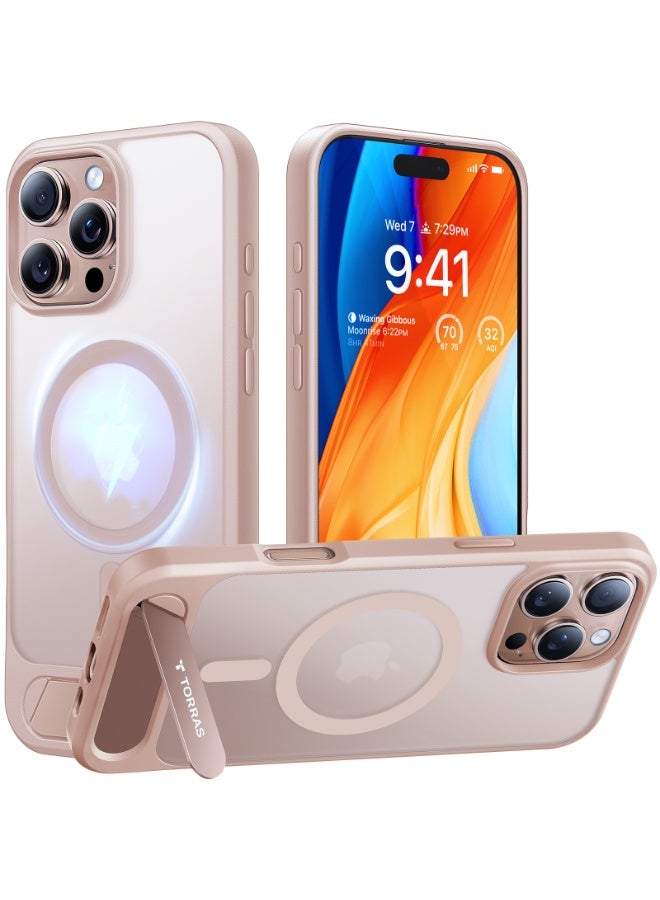 TORRAS Strong Magnetic And Seamless Stand for iPhone 16 Pro Max Case, Fit for MagSafe, Mil-Grade Drop Protection, Adjustable Kickstand Phone Case for iPhone 16 Pro Max, Slim - Desert Gold - Image 1