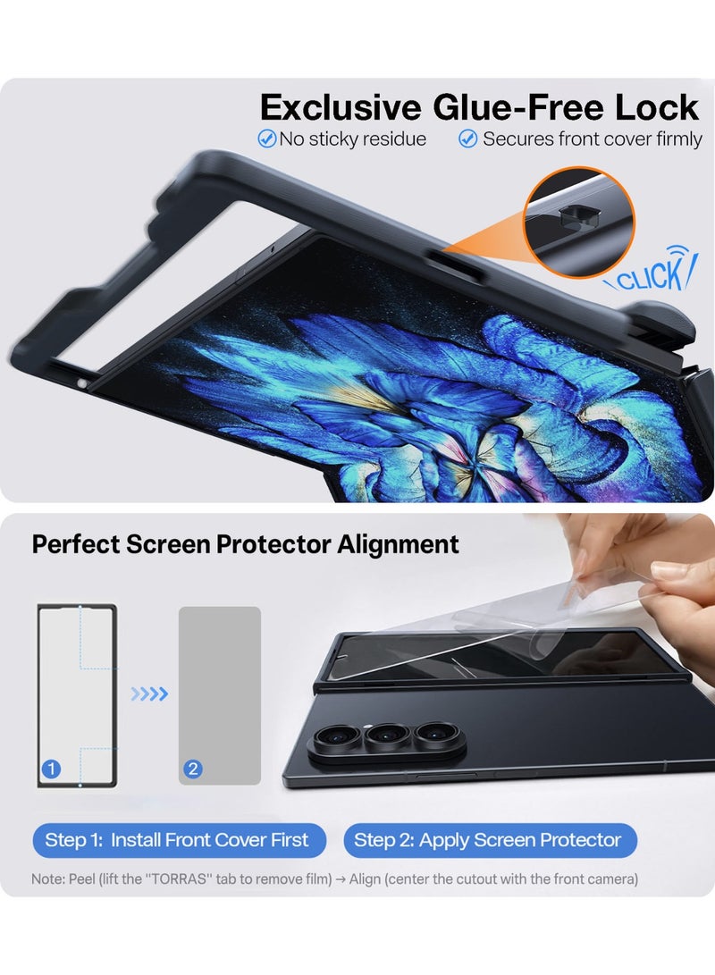 TORRAS Upgraded Magnetic Shockproof For Samsung Galaxy Z Fold 7 Case With Screen Protector, Fit For Magsafe, Screen Protector Added,Mil-Grade Drop Tested, Phone Case For Samsung Z Fold 7, Guardian Magnetic Series - Black  - Image 5