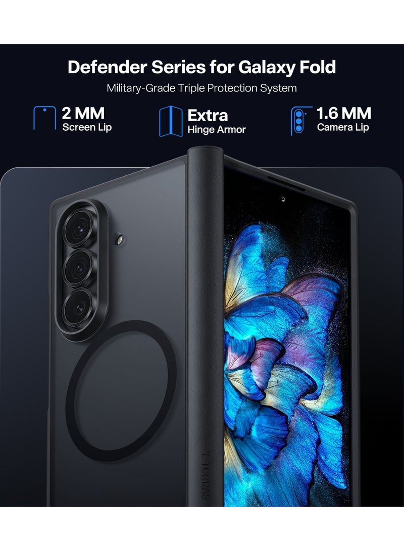 TORRAS Upgraded Magnetic Shockproof For Samsung Galaxy Z Fold 7 Case With Screen Protector, Fit For Magsafe, Screen Protector Added,Mil-Grade Drop Tested, Phone Case For Samsung Z Fold 7, Guardian Magnetic Series - Black  - Image 4