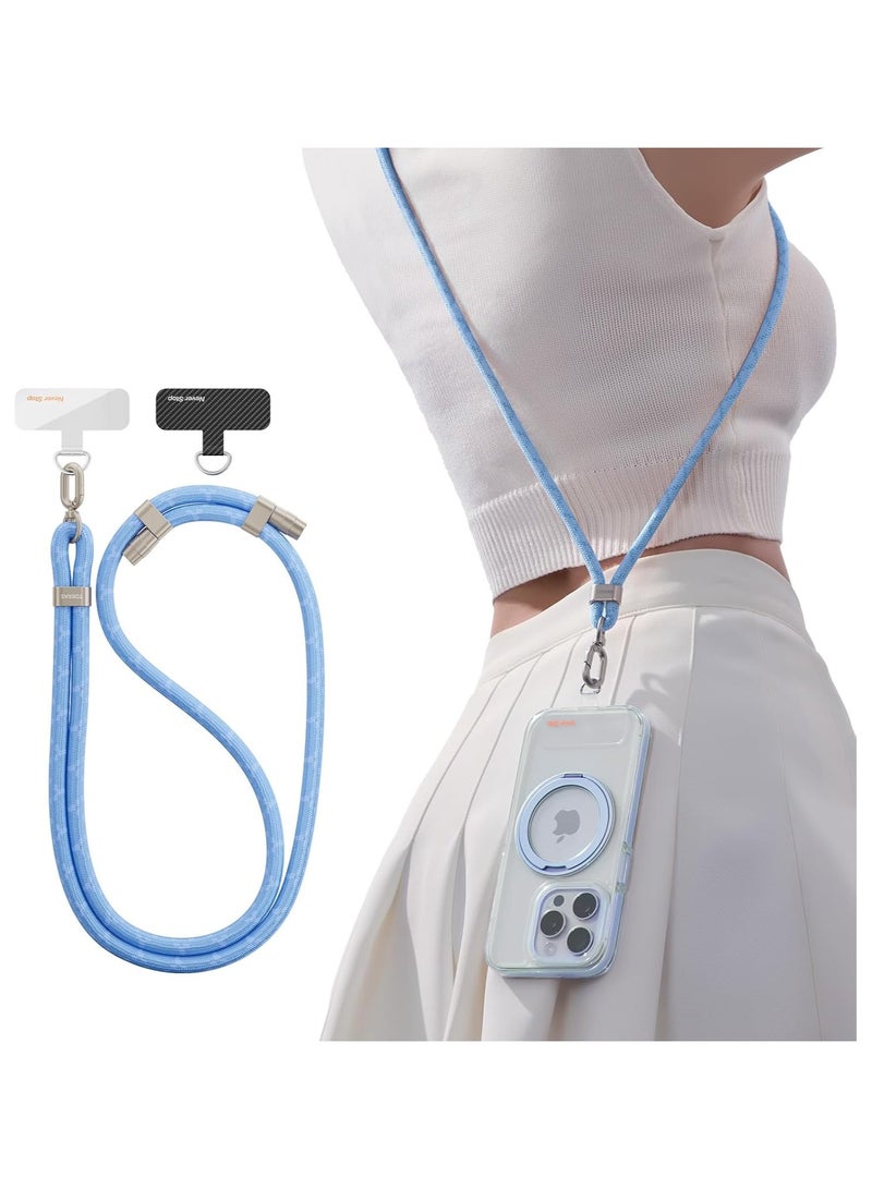 Crossbody Phone Lanyard Strap – Adjustable Anti-Theft Neck And Shoulder Strap, Universal for iPhone 17 Pro Max/17 Pro/All iPhones And Samsung Mobiles with 2 Phone Tabs - Blue - Image 1