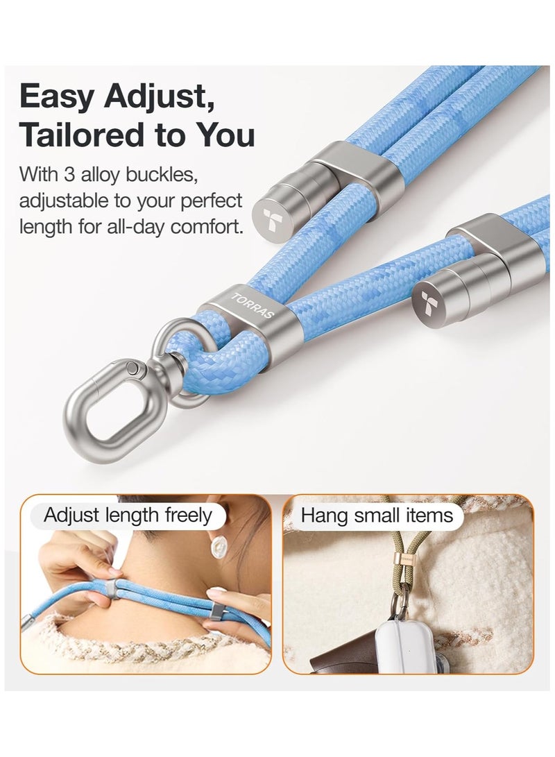 Crossbody Phone Lanyard Strap – Adjustable Anti-Theft Neck And Shoulder Strap, Universal for iPhone 17 Pro Max/17 Pro/All iPhones And Samsung Mobiles with 2 Phone Tabs - Blue - Image 2