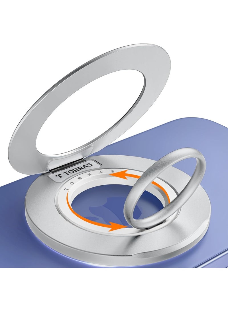 TORRAS 2025 Newest Thin Fit for MagSafe Phone Grip Ring Holder Dual-Ring Compatible with MagSafe Kickstand Magnetic for iPhone 16/15/14/13/12/11 Samsung, Google Accessories - Silver White  - Image 1