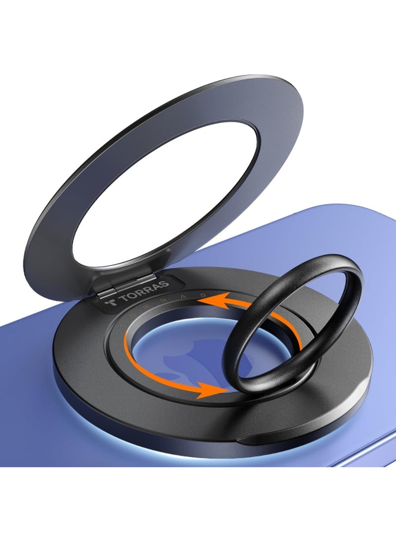 TORRAS 2025 Newest Thin Fit for MagSafe Phone Grip Ring Holder Dual-Ring Compatible with MagSafe Kickstand Magnetic for iPhone 16/15/14/13/12/11 Samsung, Google Accessories - Black  - Image 1
