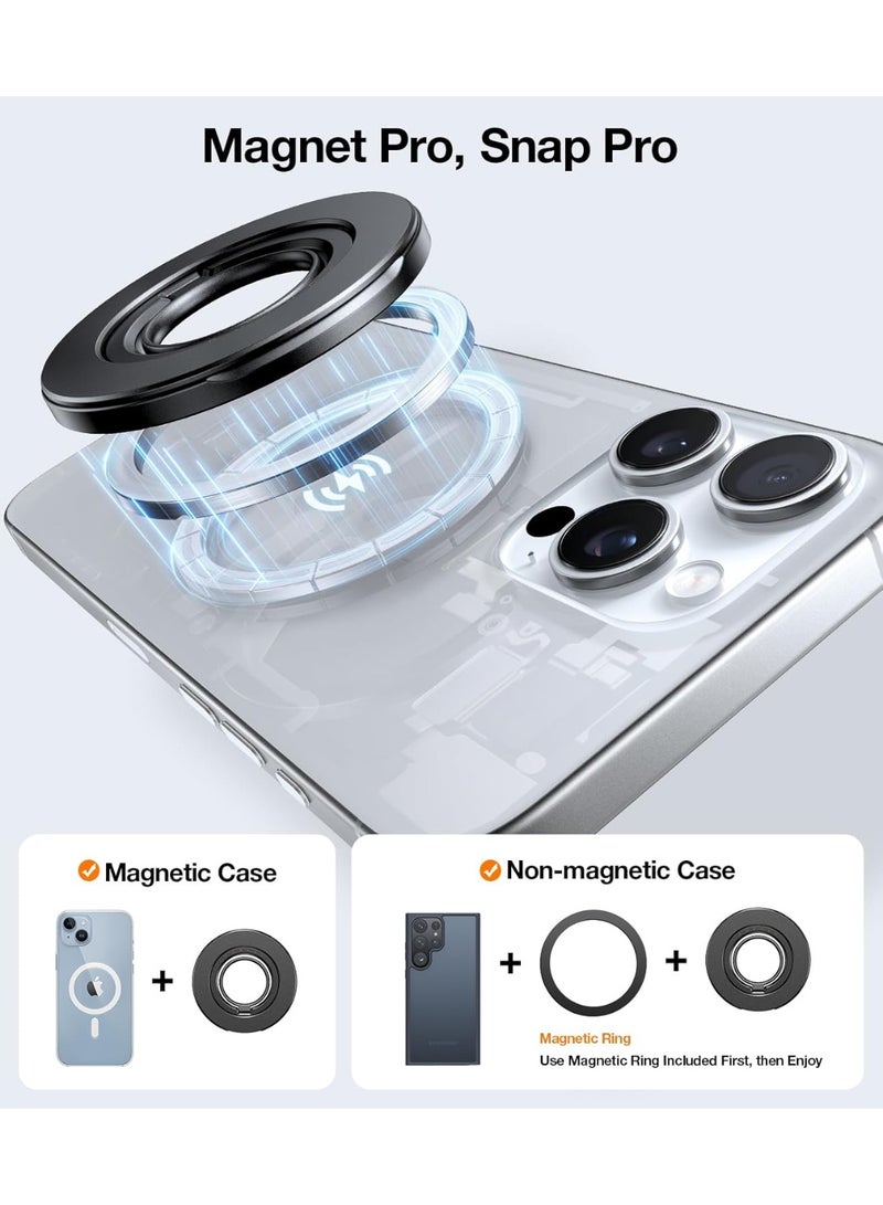 TORRAS 2025 Newest Thin Fit for MagSafe Phone Grip Ring Holder Dual-Ring Compatible with MagSafe Kickstand Magnetic for iPhone 16/15/14/13/12/11 Samsung, Google Accessories - Black  - Image 5