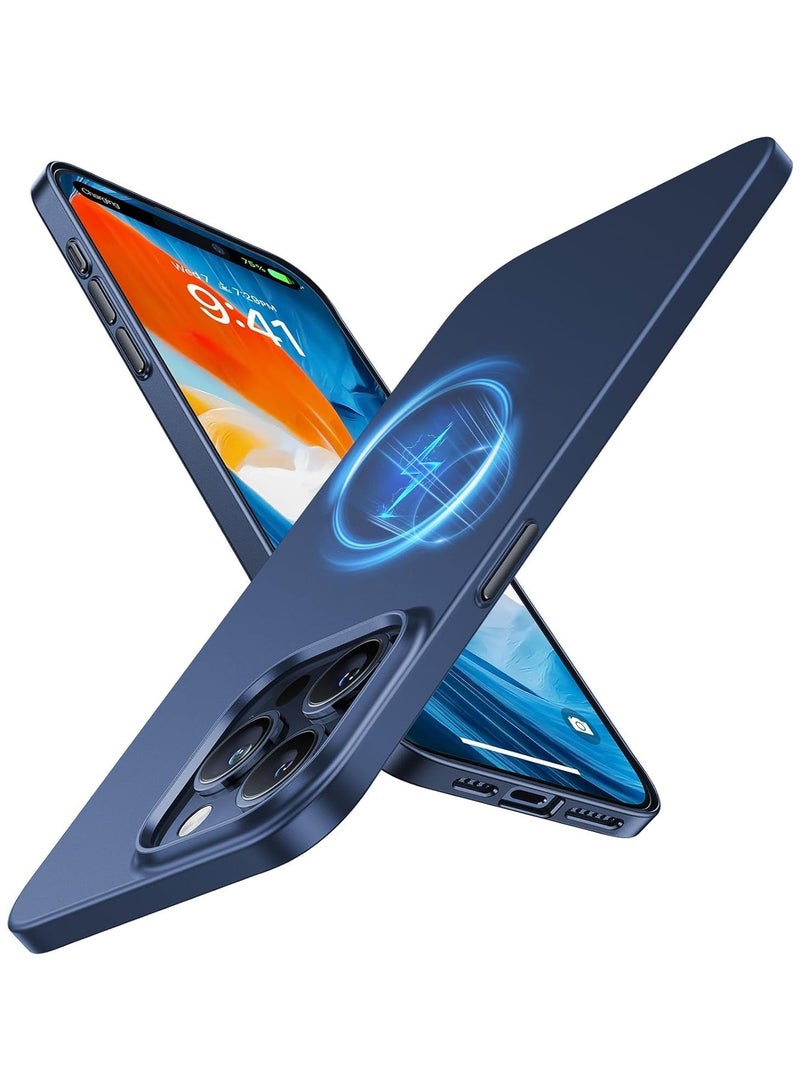 TORRAS Magnetic Slim Fit Designed for iPhone 15 Pro Case 2023, Compatible with MagSafe, Ultra Thin, Protective Matte Hard PC Cover Anti-Scratch Phone Case for iPhone 15 Pro - Blue  - Image 1