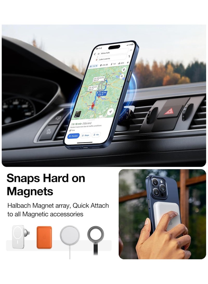 TORRAS Magnetic Slim Fit Designed for iPhone 15 Pro Case 2023, Compatible with MagSafe, Ultra Thin, Protective Matte Hard PC Cover Anti-Scratch Phone Case for iPhone 15 Pro - Blue  - Image 2