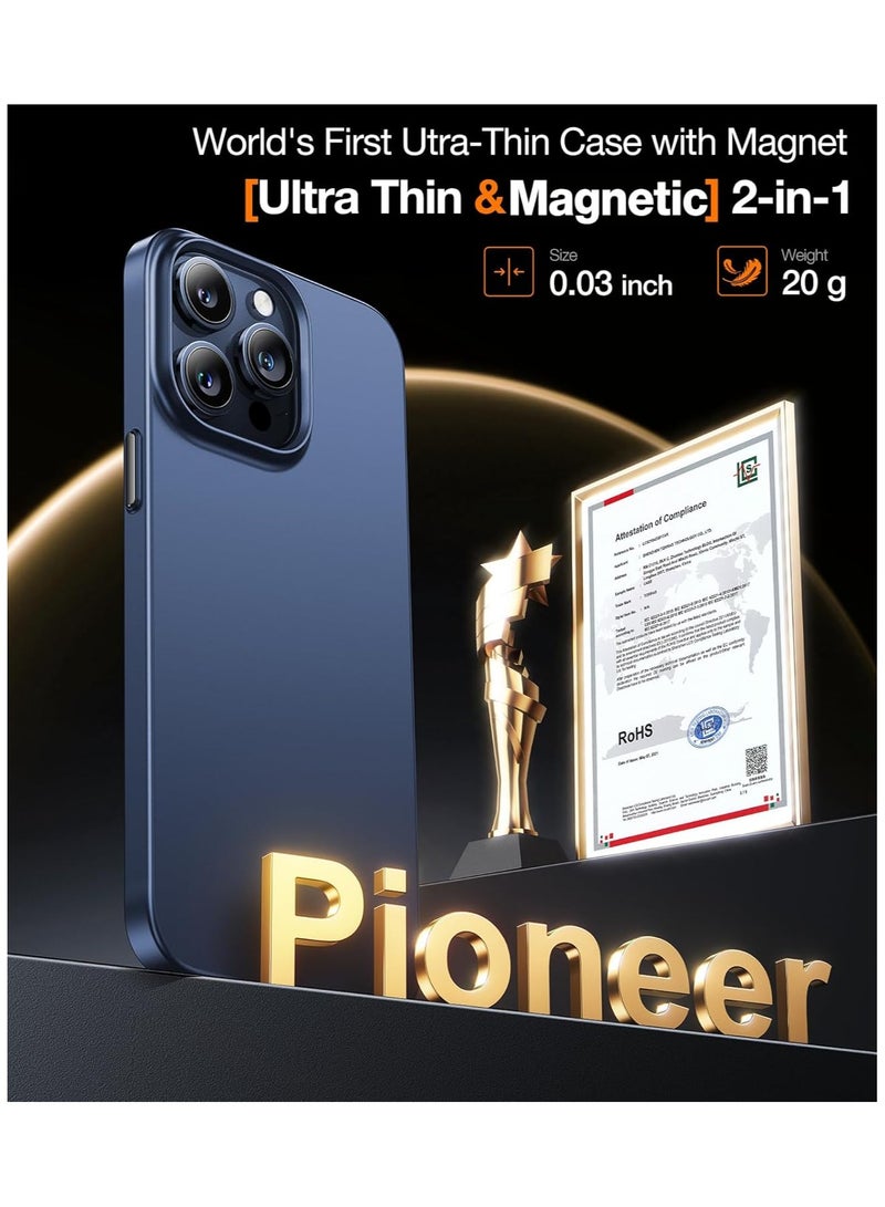 TORRAS Magnetic Slim Fit Designed for iPhone 15 Pro Case 2023, Compatible with MagSafe, Ultra Thin, Protective Matte Hard PC Cover Anti-Scratch Phone Case for iPhone 15 Pro - Blue  - Image 4