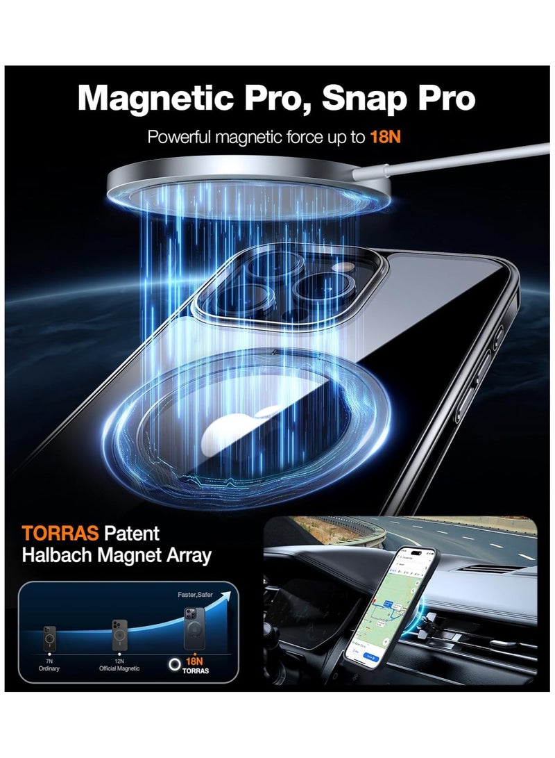 TORRAS 360°Rotatable Magnetic Ring for iPhone 15 Pro Case, Fit for MagSafe with Stand & Ring Holder, Mil-Grade Shockproof Translucent Back for iPhone 15 Pro Case Ostand Pro - Clear  - Image 4