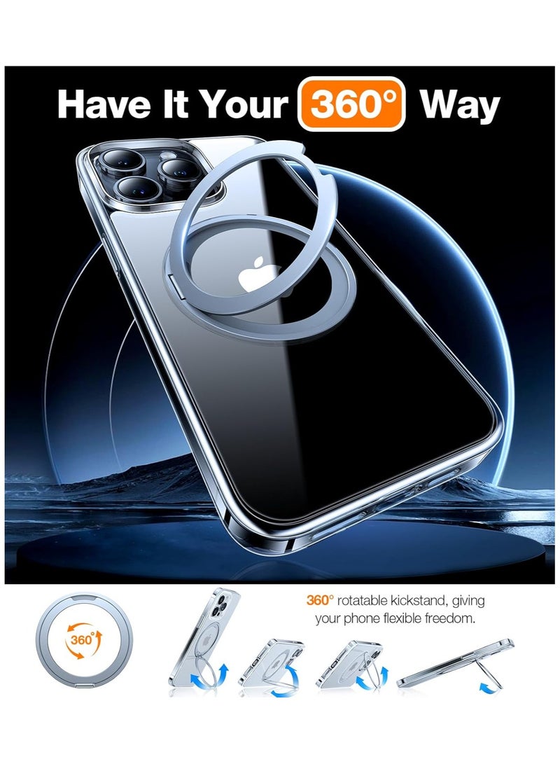 TORRAS 360°Rotatable Magnetic Ring for iPhone 15 Pro Max Case, Fit for MagSafe with Stand & Ring Holder, [Mil-Grade Shock proof Translucent Back for iPhone 15 ProMax Case Ostand Pro - Clear  - Image 2