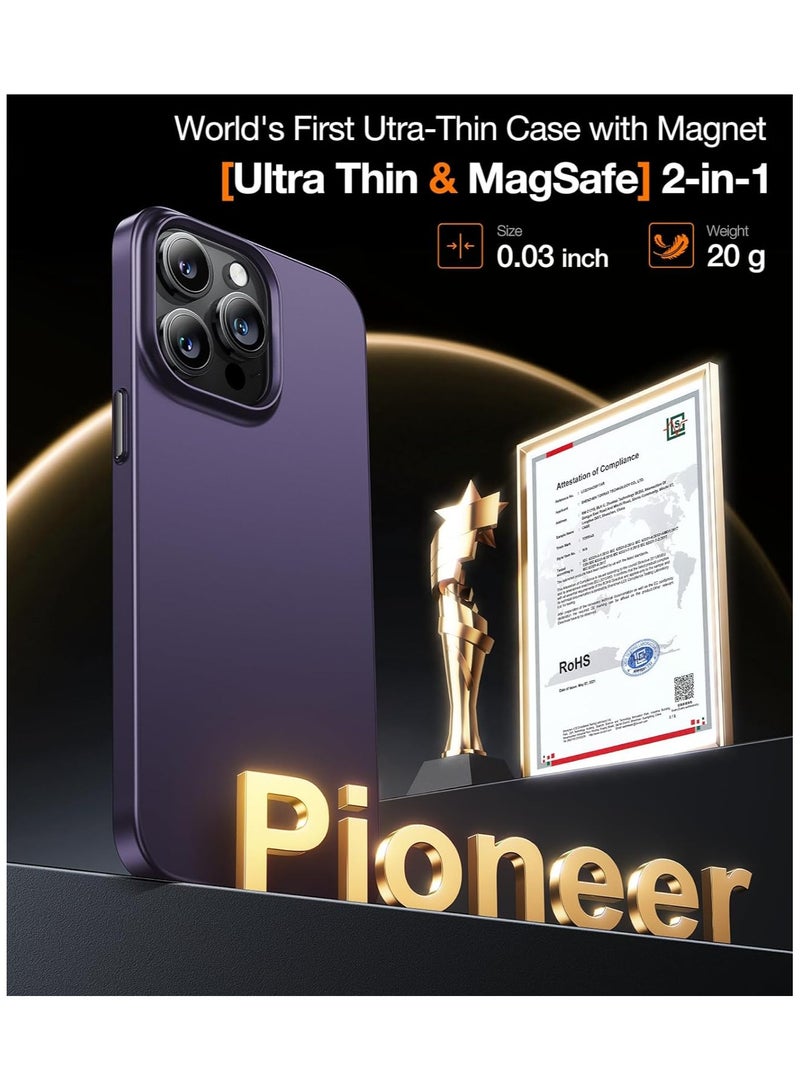 TORRAS Magnetic Slim-Fit for iPhone 15 Pro Max Case, Ultra-Thin 15 Pro Max Phone Case Compatible with MagSafe, Lightweight Anti-Scratch Matte Hard for iPhone 15 Pro Max Case 6.7-Inch OriginFit - Purple  - Image 2