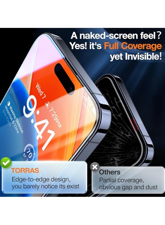 درع الماس الممتاز لحماية شاشة آيفون 15 برو ماكس 9h+ حماية عسكرية، زجاج مقسى غير قابل للكسر لحماية شاشة آيفون 15 برو ماكس بتغطية كاملة، 1 عبوة - - Image 5