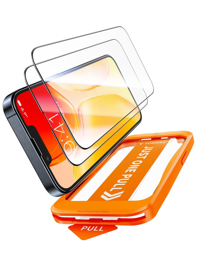 TORRAS 12FT Mil-Grade Shatterproof for iPhone 16e Screen Protector 9H+ Durable And One-Pull Installation, Tempered Glass Screen Protector 16e 6.1-Inch 2 Pack - Clear - Image 1