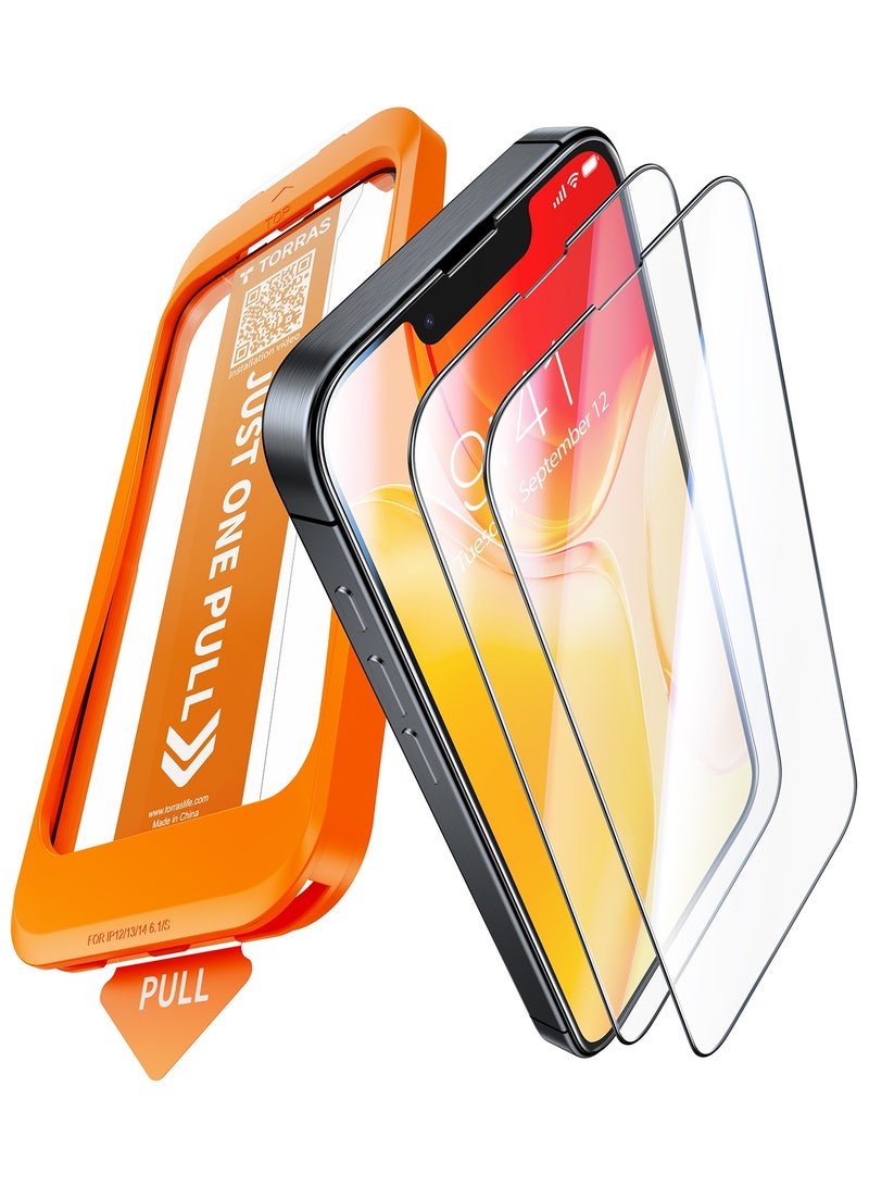 TORRAS 12FT Mil-Grade Shatterproof for iPhone 16e Screen Protector 9H+ Durable And One-Pull Installation, Tempered Glass Screen Protector 16e 6.1-Inch 2 Pack - Clear - Image 2