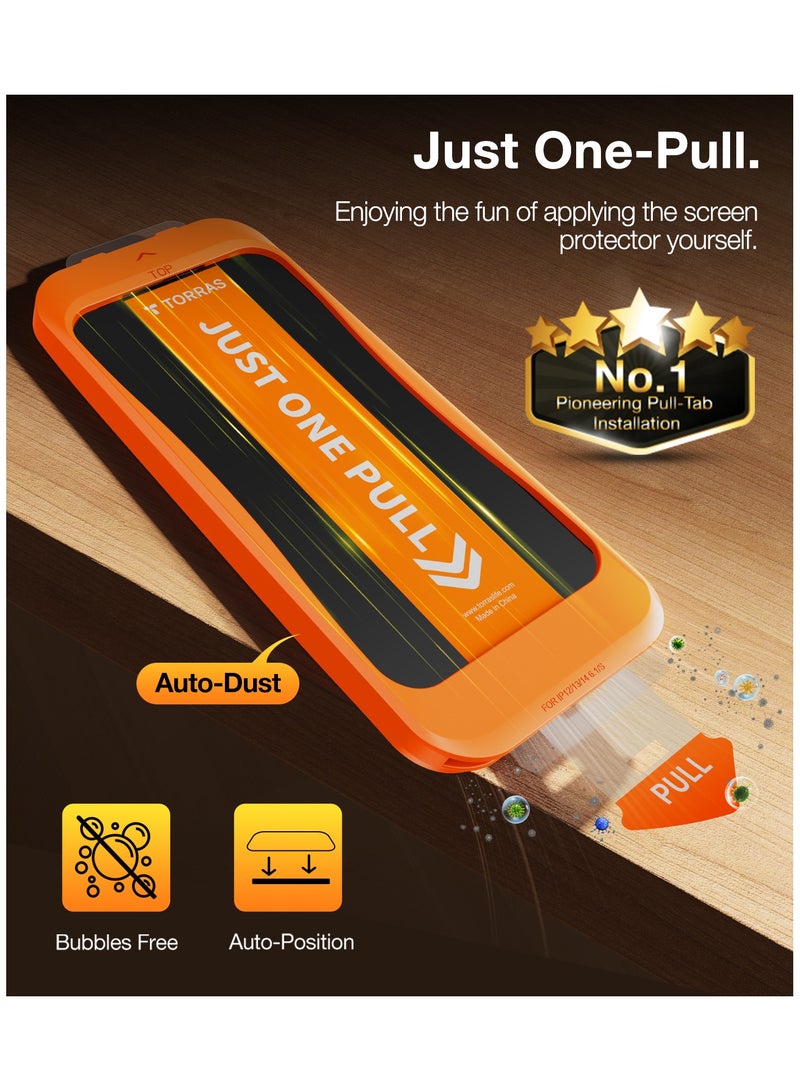 TORRAS 12FT Mil-Grade Shatterproof for iPhone 16e Screen Protector 9H+ Durable And One-Pull Installation, Tempered Glass Screen Protector 16e 6.1-Inch 2 Pack - Clear - Image 4