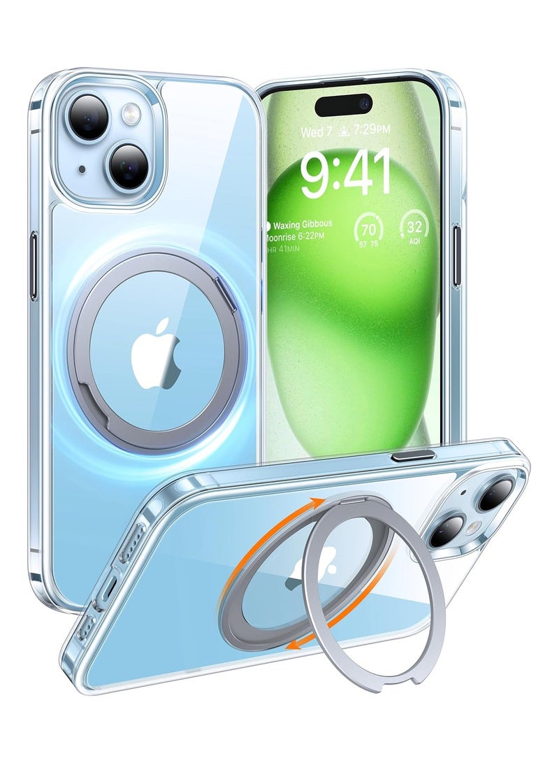 TORRAS 360° Rotatable Stand for iPhone 15 Case, Compatible with MagSafe, Magnetic Ring Holder, 3X Mil-Grade Tested, Shockproof Translucent Slim Case for iPhone 15 Phone Case - Clear  - Image 1