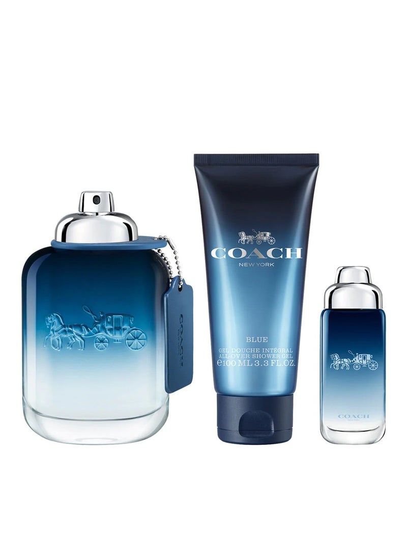 كوتش طقم هدايا رجالي أزرق، عطر + جل استحمام + جل استحمام - Image 1