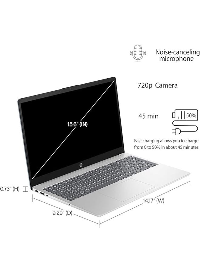 HP Laptop With 15.6-Inch FHD Display, Core i5-1334U Processor/8GB RAM/512GB SSD/Intel Iris XE Graphics/Windows 11 + Lexar 128GB USB 3.2 Gen 1 D400+ Free Laptop Bag Arabic silver  - Image 4