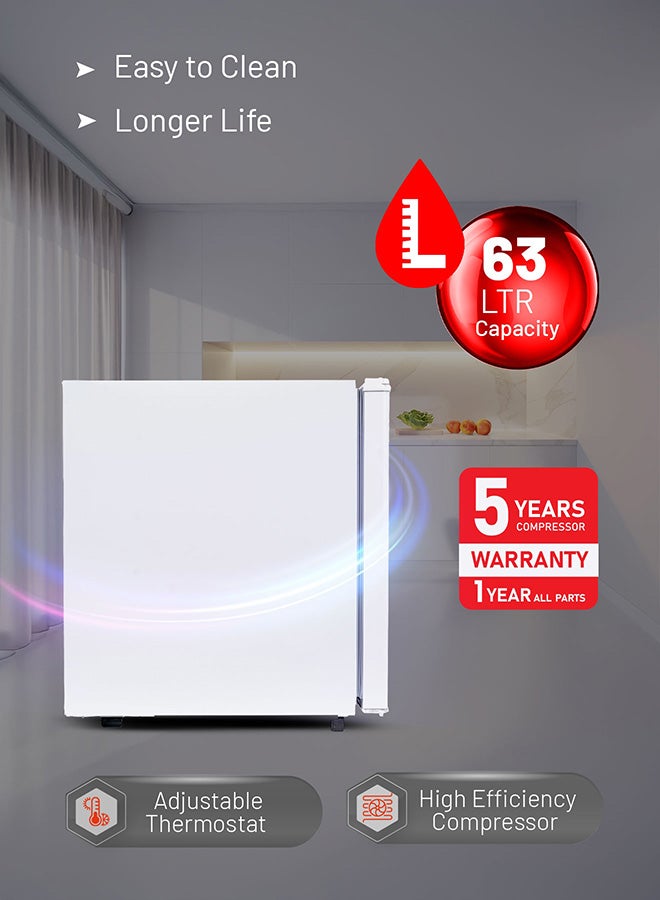 عفرا Refrigerator, Single Door, 63L, Manual Defrost, Silent Mode, High Efficiency Compressor AF-4600SDWH White - Image 5