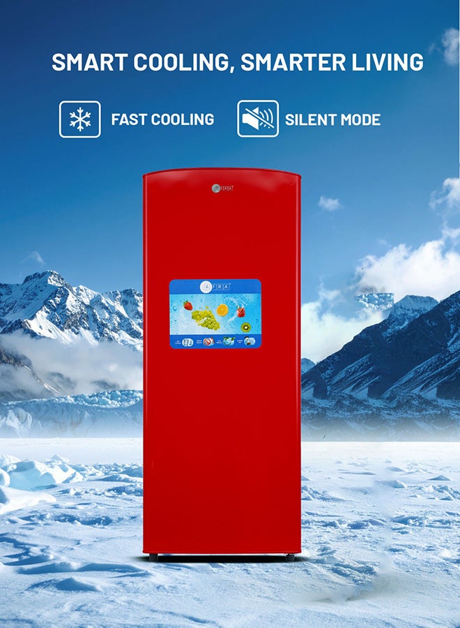 عفرا Refrigerator, Single Door, 220L, Manual Defrost, Silent Mode, High Efficiency Compressor AF-1900SDWH Red - Image 5
