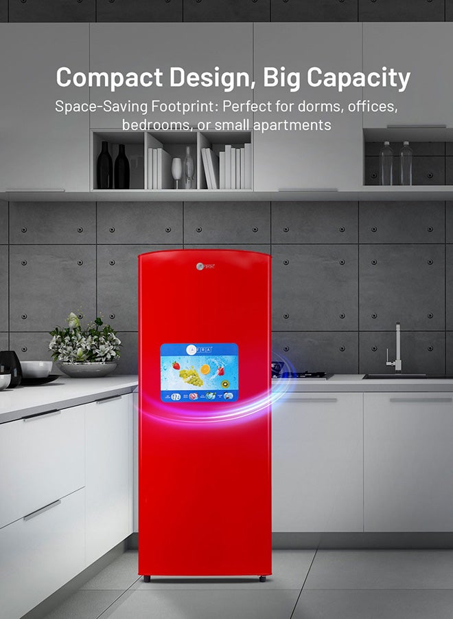 عفرا Refrigerator, Single Door, 220L, Manual Defrost, Silent Mode, High Efficiency Compressor AF-1900SDWH Red - Image 4