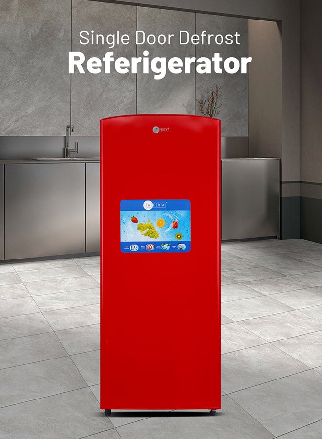 عفرا Refrigerator, Single Door, 220L, Manual Defrost, Silent Mode, High Efficiency Compressor AF-1900SDWH Red - Image 3