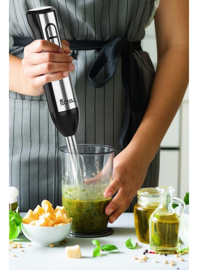 Royal 4 In 1 Hand Blender Set Stainless Steel Blades 400 Watts, Multifunction, 2 Speed Option with 8 Variable Speeds, 900 ml measuring cup, 1000 ml Chopper, RA-HB1475 Black RA-HB1475 - Image 2