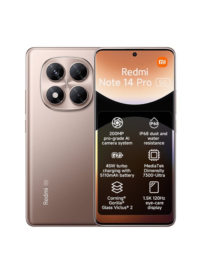 Xiaomi Redmi Note 14 Pro 5G Sand Gold 12GB RAM 512GB - Global Version - Image 1