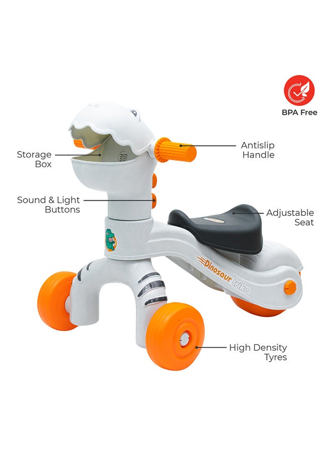 مون دراجة توازن للأطفال على شكل ديناصور مع مساحة تخزين أمامية - 12-36 شهر، رمادي - Image 4