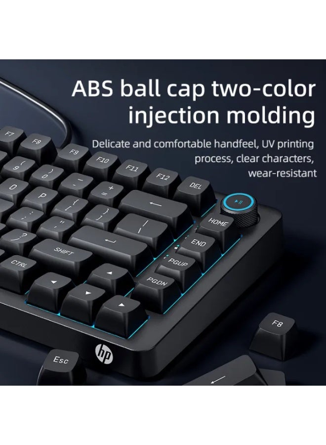 HP HP Wired Mechanical Keyboard - Floating 98 Keys Layout Design Bipods & Plastic Knob Design Gaming Keyboard K10G-82L black  - Image 2