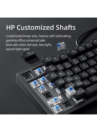 لوحة مفاتيح ميكانيكية سلكية من HP - تصميم تخطيط 98 مفتاح عائم مع دعامات وتصميم مقبض بلاستيكي لوحة مفاتيح للألعاب K10G-82L - view 4