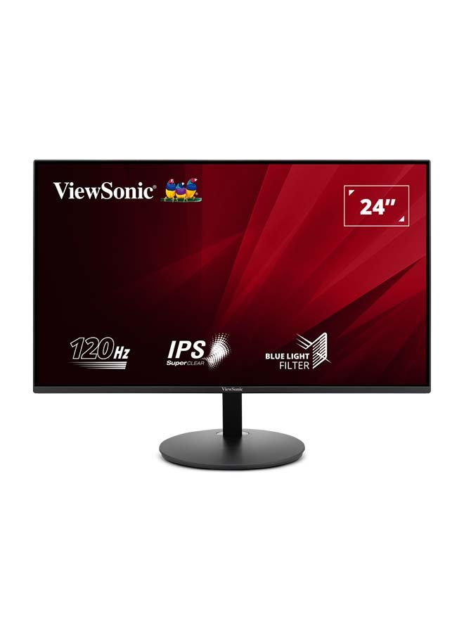 ViewSonic 24 FHD 120Hz IPS Borderless Monitor, Eco Mode, Low Blue Light: Software solution, HDMI and VGA Black - Image 1