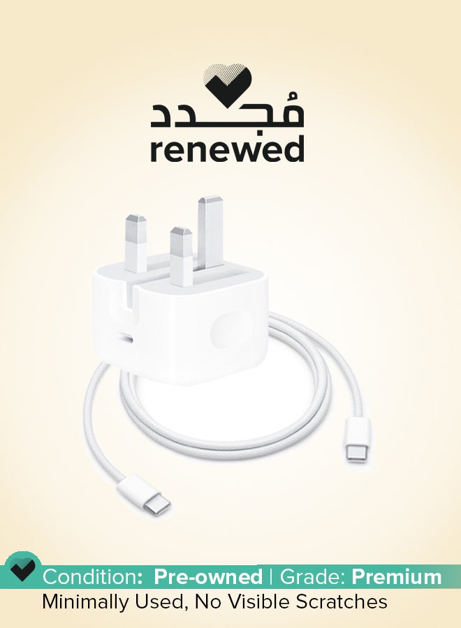 Apple Renewed - 2 in 1 Pack of 20W USB-C Power Adapter and USB-C to Lightning Cable 1m White white  - Image 1