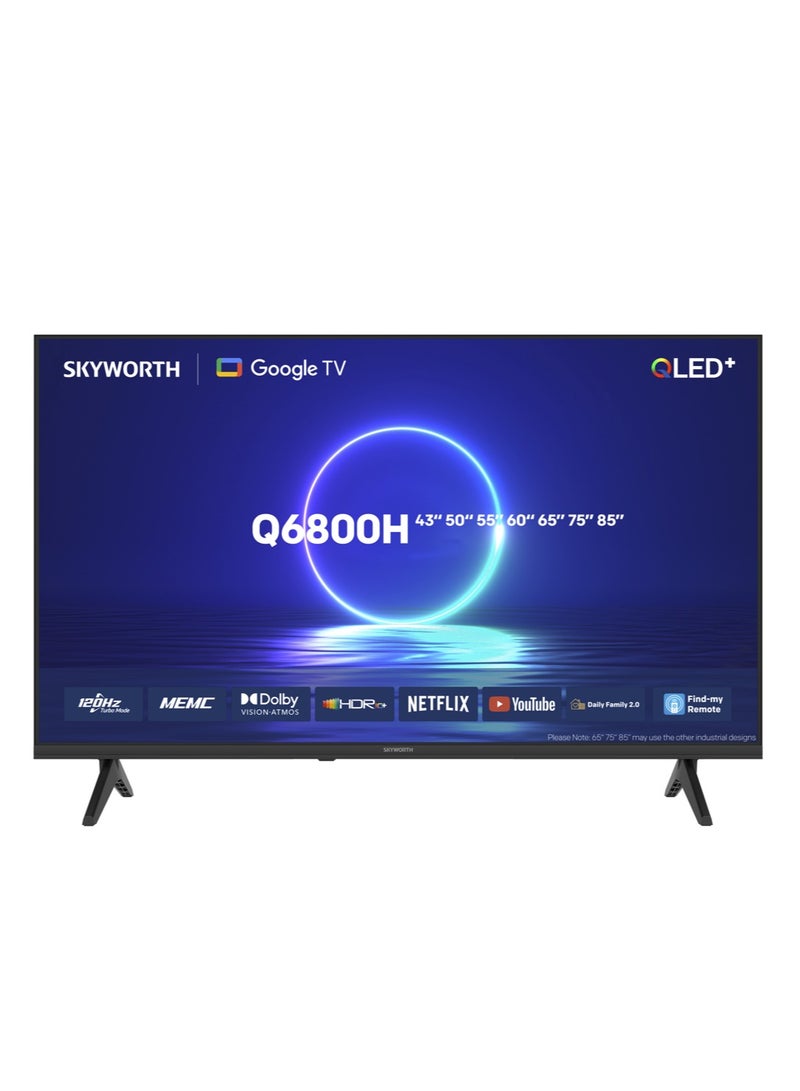 سكاي ورث تلفزيون ذكي 50 بوصة 4K QLED+، وضع الحماية للعين، نظام Google TV، ميزة العثور على الريموت، دعم للذكاء الاصطناعي، وضع الألعاب، 120 هرتز وتقنيات Dolby Vision وDolby Atmos وHDR10+، 2025، ضمان سنتين، موديل 50Q6800H، أسود 50Q6800H - Image 3