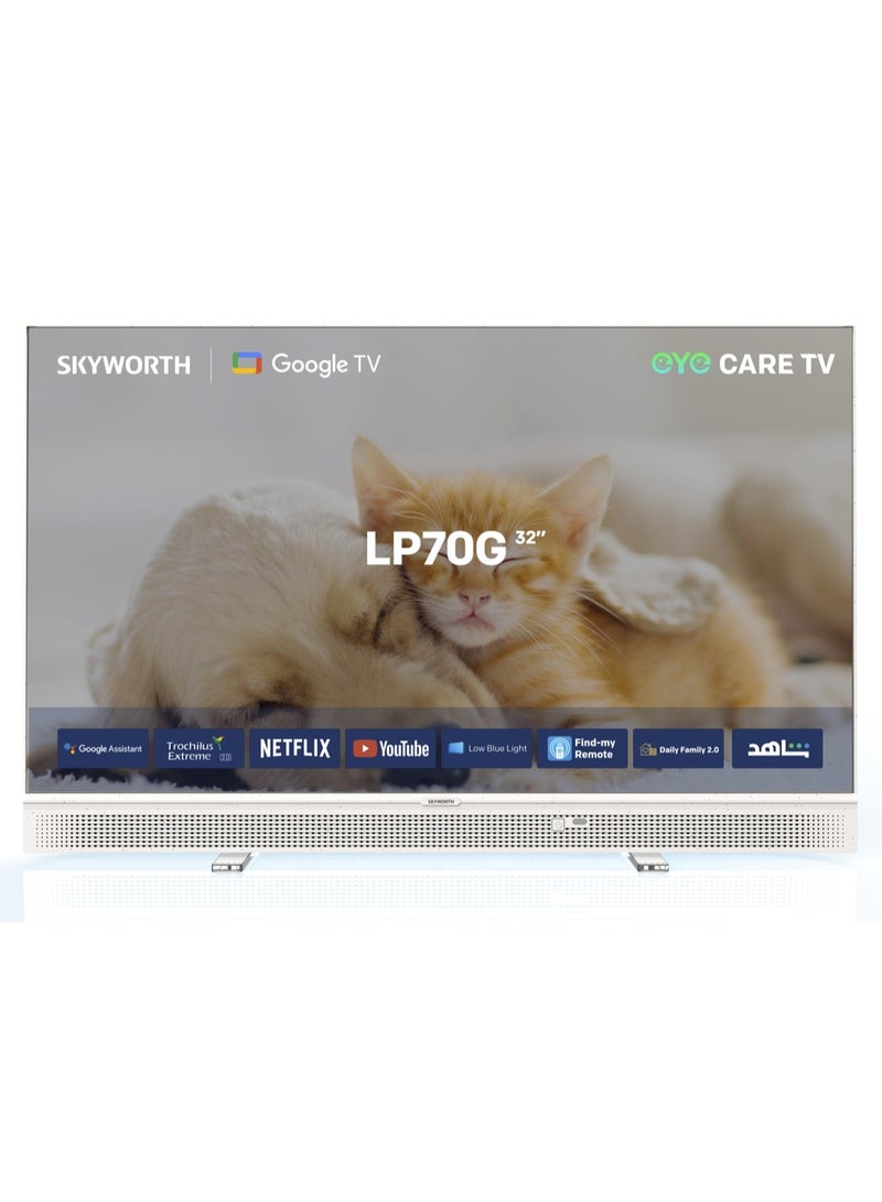 Skyworth 32-Inch Portable Music TV FHD Google TV USB HDMI 32LP70G White - Image 2