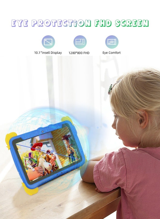 C idea 10.1 inch Kids Tablets,Android 13 Tablet for Kids Age 3+, 4GB RAM+64GB ROM,1280×800  Large Screen Tablet,6000mAh Children Tablet with Pen,Support 5G/2.4G WiFi - Blue - Image 3