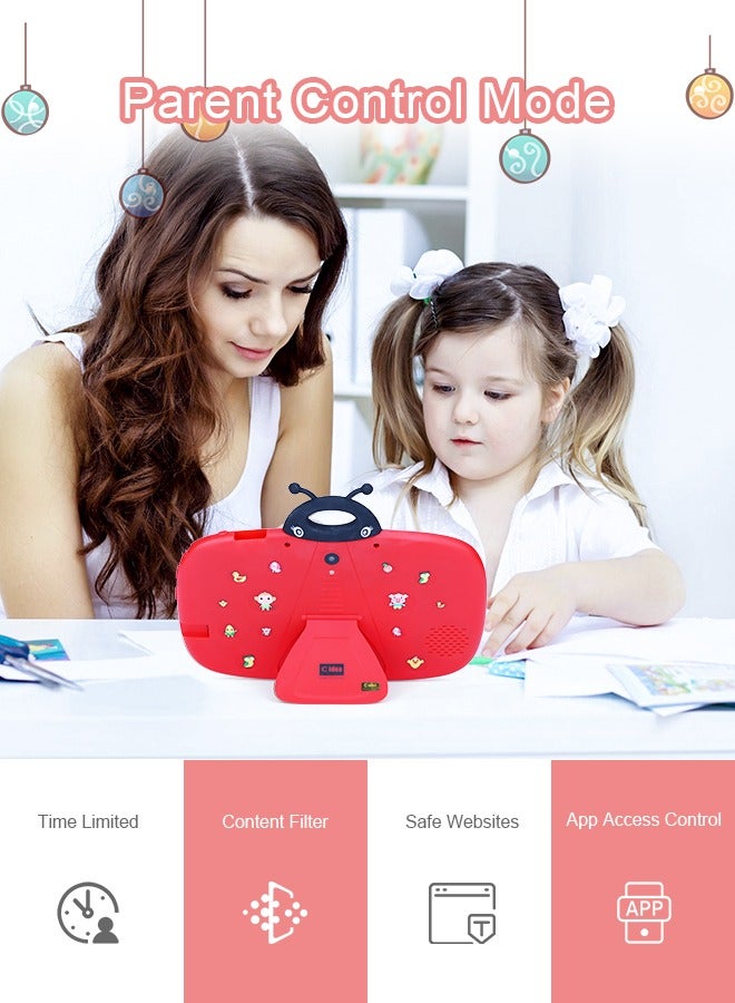 C idea 7 Inch Tablets for Kids, Android 12 Kids Tablet Age 2-5,4GB+32GB, Iwawa Pre-Installed Small Smart Kids Tablets for Girls Boys Children Educational Red - Image 2