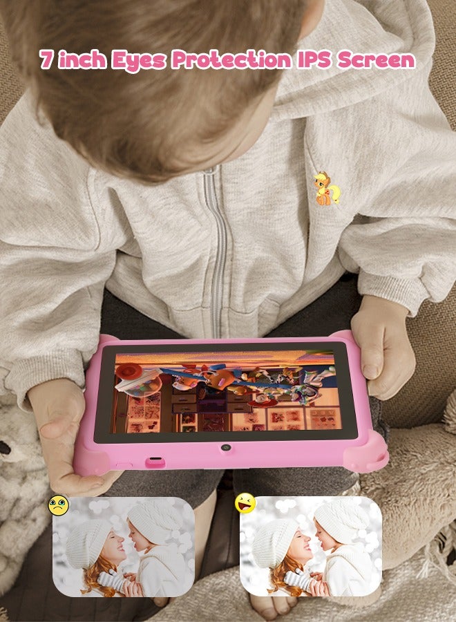 C idea 7-Inch Tablets for Kids with IWAWA Kids Learning App,Toddler Tablets Age 2-4 with 4GB RAM 32GB ROM,Safety Eye HD IPS Screen,Dual Camera,WiFi, BT - Pink - Image 4