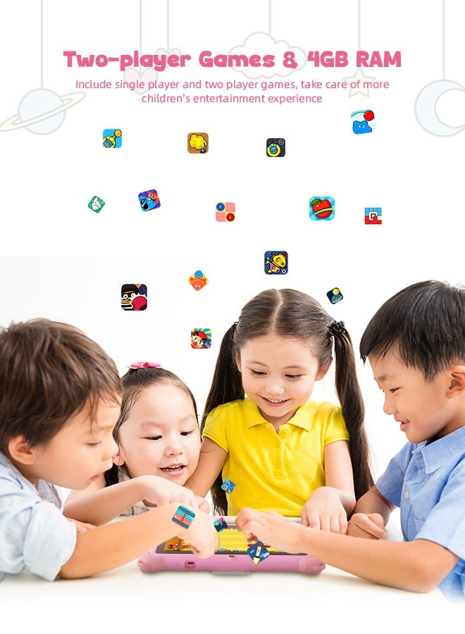 C idea 7-Inch Tablets for Kids with IWAWA Kids Learning App,Toddler Tablets Age 2-4 with 4GB RAM 32GB ROM,Safety Eye HD IPS Screen,Dual Camera,WiFi, BT - Pink - Image 2