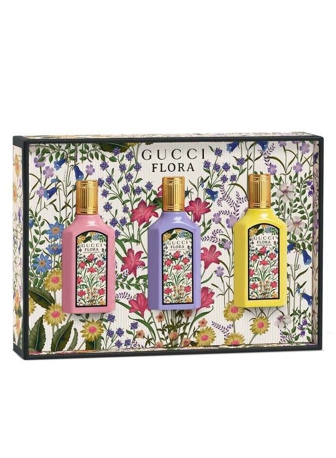 GUCCI Flora Gorgeous Gift Set Women Eau de Parfum, Gardenia + Magnolia + Orchid 3 x 5mlml