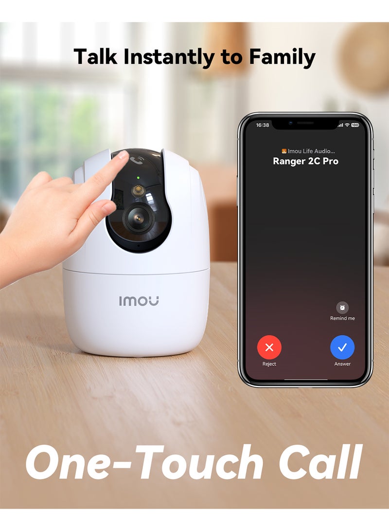 ايمو كاميرا أمان 3 ميجابكسل للمنزل، كاميرا داخلية مع زر الاتصال، كاميرا CCTV بدقة 2K للمنزل، كاميرا واي فاي UHD، كاميرا مراقبة مع نطاق مزدوج 2.4GHz و 5GHz (رانجر 2C برو 3 ميجابكسل) - Image 3